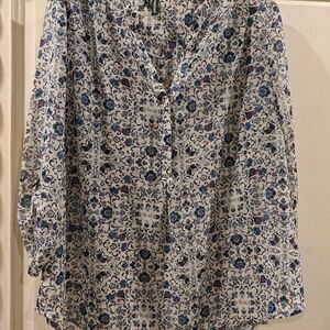 Maurices Blue and White Floral Blouse